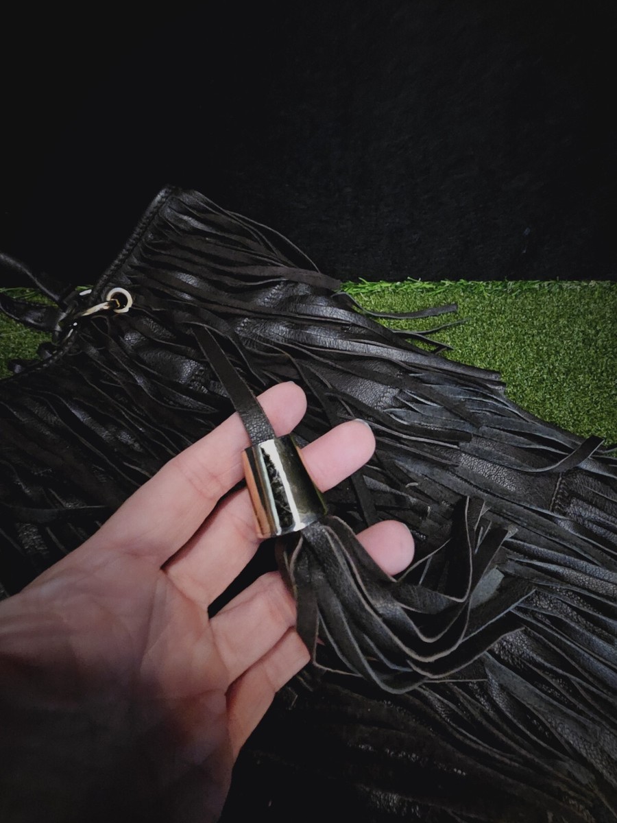 【ZARA】Fringe Leather Maxi Oversized Tote Bag FRINGED LEATHER MAXI TOTE BAG - Black | ZARA United States