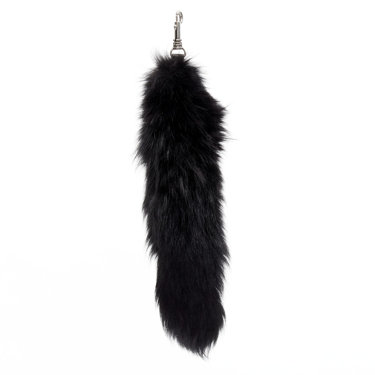 OLD CELINE Phoebe Philo black fox fur tail clasp silver tone OLD CELINE Phoebe Philo black fox fur tail clasp silver tone