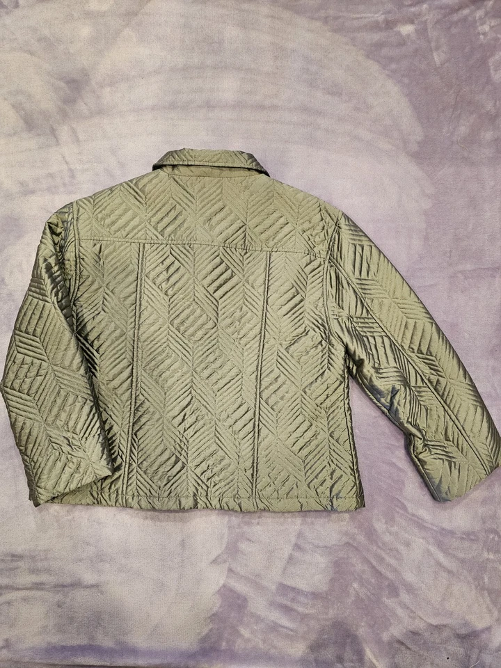 JANE ASHLEY quilted Puffer Lightweight Gray coat Jacket Size XL Hemmed Sleeves - Image 3 of 4