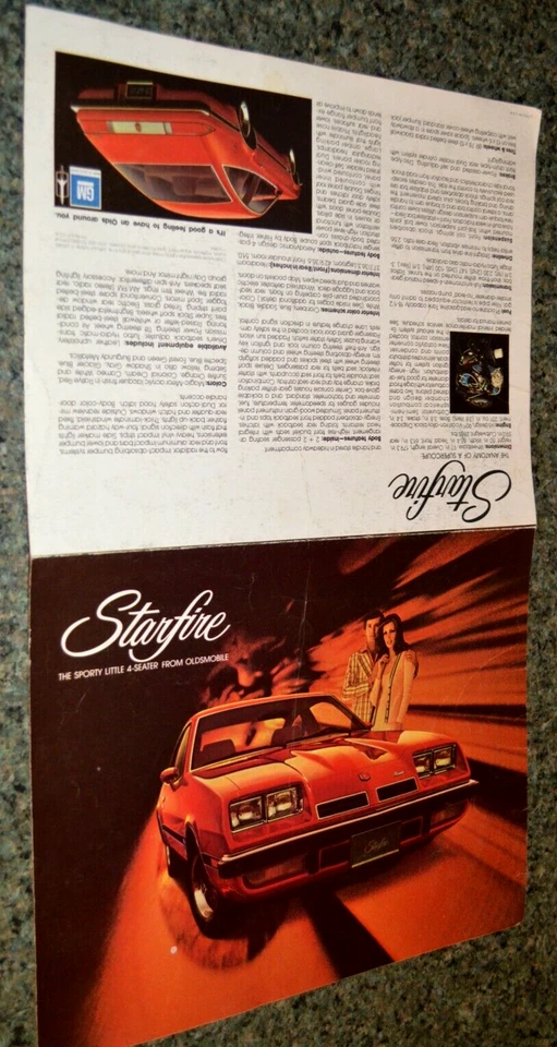 1975 OLDSMOBILE STARFIRE ORIGINAL DEALER BROCHURE 75 RED STAR FIRE AD - Image 2 of 3