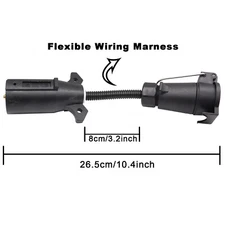 7 Way Blade to 7Pin Round Trailer Adapter Plug Socket Wiring Connector RV Cars