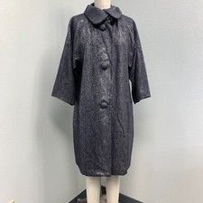Plenty Frocle Trench Coat Women's Medium Long Sleeve Silver Shimmer Lined
