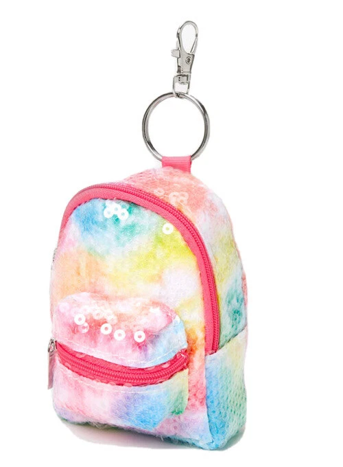 Claire's Sequin Tie Dye Mini Backpack Keychain New with Tags