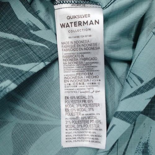 Quicksilver Waterman Nature Made Woven Modal S/S Shirt Comfort Fit Men's Size M - Picture 5 of 8