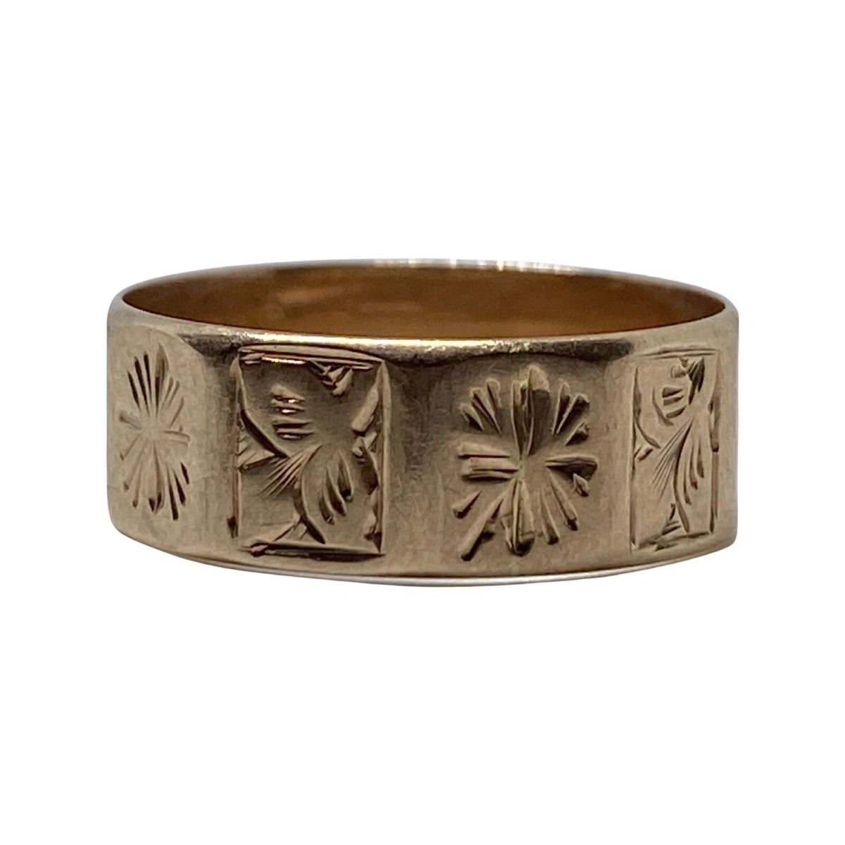 Rare 1900 Antique Decorative Rose Gold Ring UK Size N