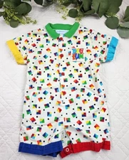VTG Osh Kosh B'Gosh Kids Romper 24M Multicolor "Big Fun" Baby Clown 80's
