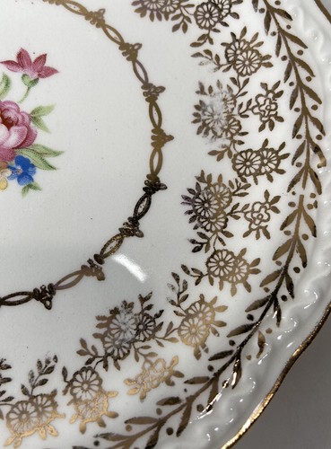 Vintage Stetson American Beauty 22kt Gold Bread/Dessert Plate 6" Set of 2 Roses - Picture 2 of 5