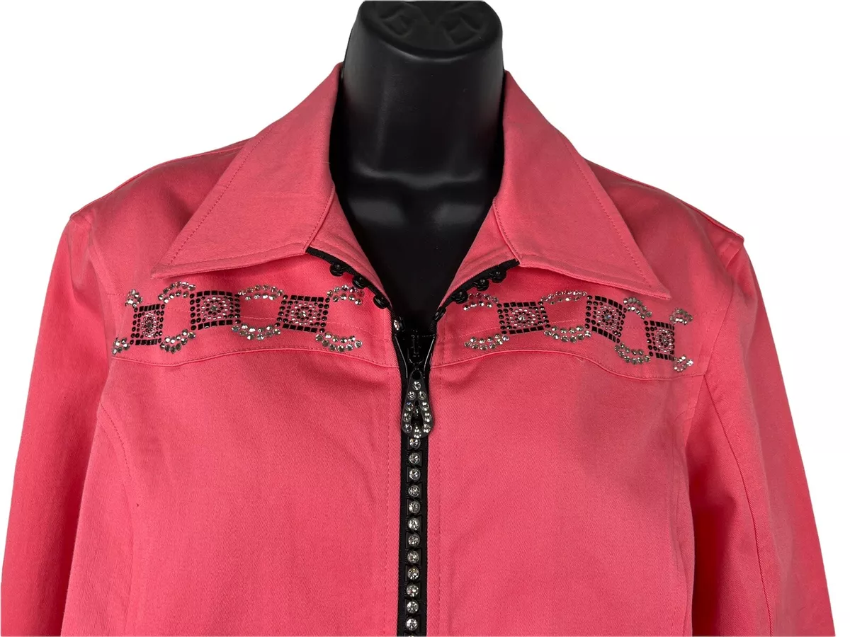 Christine Alexander L Peach Pink Jacket With Swarovski Crystals Crystalli Zipper