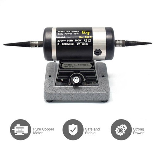 Jewelry Polisher Rock Lathe Bench Buffing Wheel Machine w/ Tapered Spindles 110V - Picture 3 of 11
