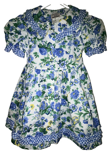RACHEL'S KIDS - Vtg 90s - Nice Periwinkle Gingham Floral DRESS - Girl 6 - NWOT