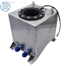 2.5 Gallon 9.5L Aluminum Polished Fuel Cell Tank Racing Drift With Level Sender