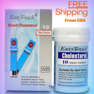Original New Easy Touch 10 Test Strips For Cholesterol Level Check Ship From US