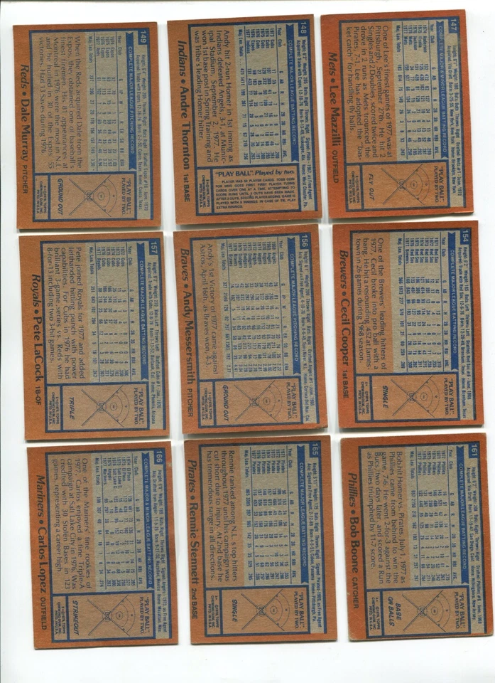 Lote de 27 cartas A - 1978 Topps: Dave Rozema RC, Enos Cabell, Ron Guidry, etc. ¡SIN DUPS! Foto 4 de 4