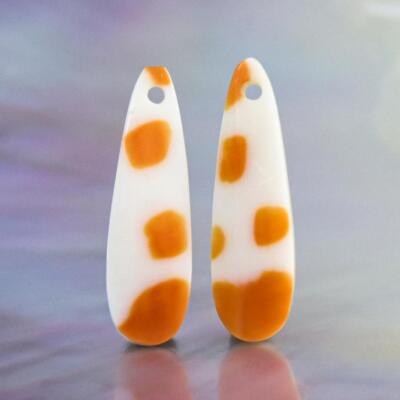 Natural Mitra-Mitra Seashell Drop Earring Pair Cabochons Handmade 0.60 g
