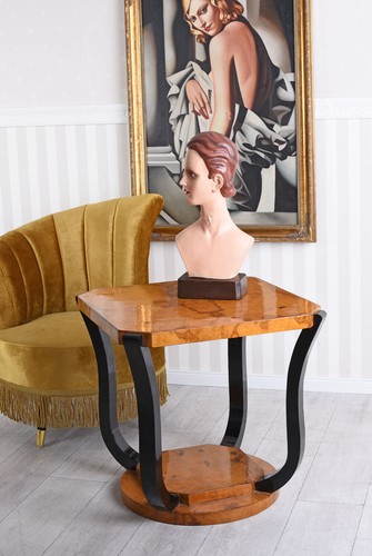 Art Deco Tisch Wohnzimmertisch Wurzelholz Couchtisch Bauhaus Sofatisch Holztisch - Bild 4 von 4