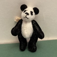 Miniature XS Panda Bear Jointed By Marjorie Englehardt Handmade Teddy Bear 2.75”