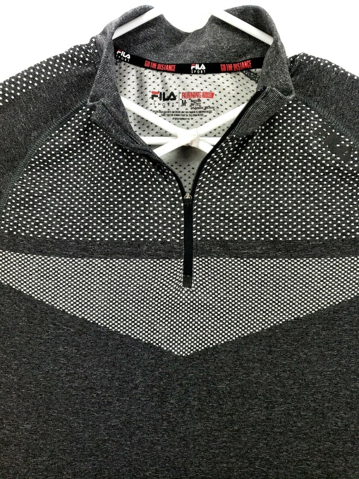 Pullover Fila Sport Hombre Manga Larga Talla M 1/4 Cremallera Gris/Blanco Ir a la Distancia Foto 3 de 4