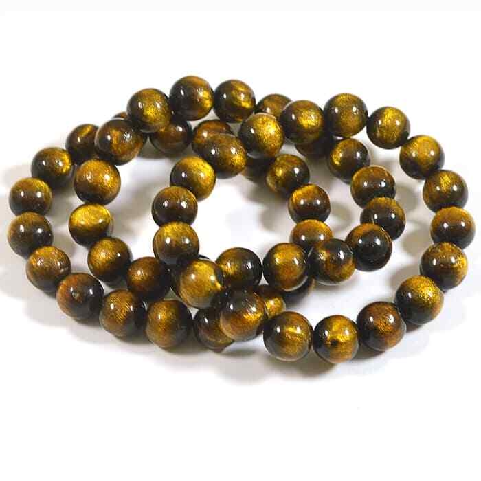 11mm Natural Golden Black Coral Sea Willow Stretch Beads Bracelet High
