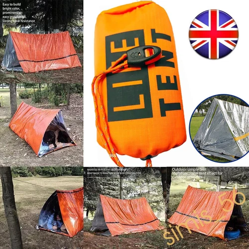 2Person Emergency Shelter Survival Tent Kit Thermal Blanket Waterproof w/Whistle
