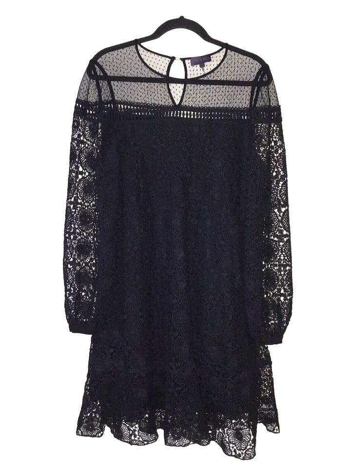 Vestido para mujer Hale Bob talla L negro flor ganchillo hasta la rodilla detalle de malla forrado Foto 2 de 4