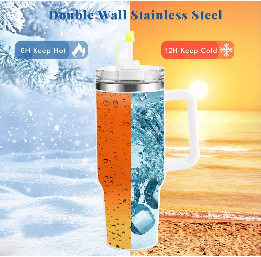 40oz STAINLESS STEEL INSULATED  TUMBLER - FIREBALL TUMBLER W/LID&STRAW