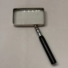 VTG 1970s Japanese Chrome Rectangular 3x2" Reading Magnifying Glass