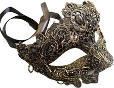 Masquerade Mask Pair Brocade Lace Burlesque Mardi Gras Prom Wedding Party