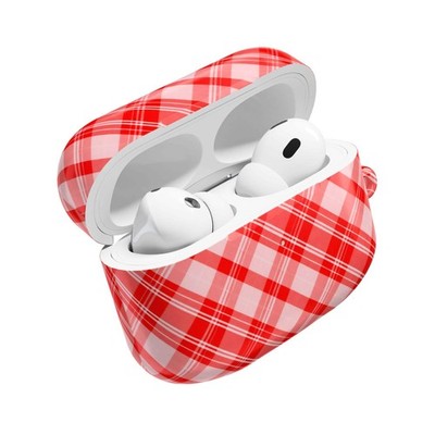 Red Plaid AirPod Case   Festive Check Pattern Protective Cover