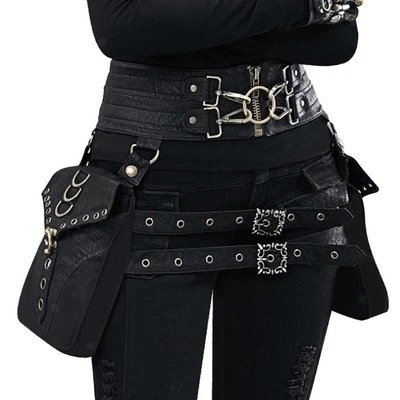 HOT/Steampunk Leder/Taille Korsett Gürtel Pack Womens Oberschenkel Tasche Gothic - Bild 1 von 4