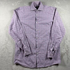 Boss Hugo Boss Dress Shirt Men  s 15.5 33 Blue Purple Sharp Striped Button Up B