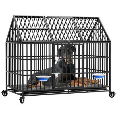 #ad #ad 54#x27;#x27; Indestructible Heavy Duty Dog Crate Cage Kennel with 2 Bowls for Large Dogs $209.00
