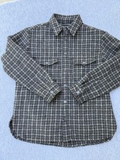 ALLSAINTS Men's Jet Black Gray Plaid Guerra Checked Wool Blend Shacket Sz Large