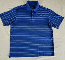 Nike Golf Dri-Fit Men s Large Royal Blue White Striped Performance Polo Shirt
