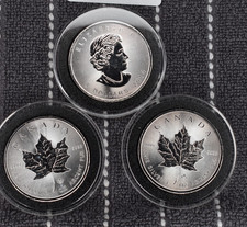 Lot of 3 2014 1 oz Maple Leaf w Maple Leaf privy mark Canada Silver 0.9999 Fine