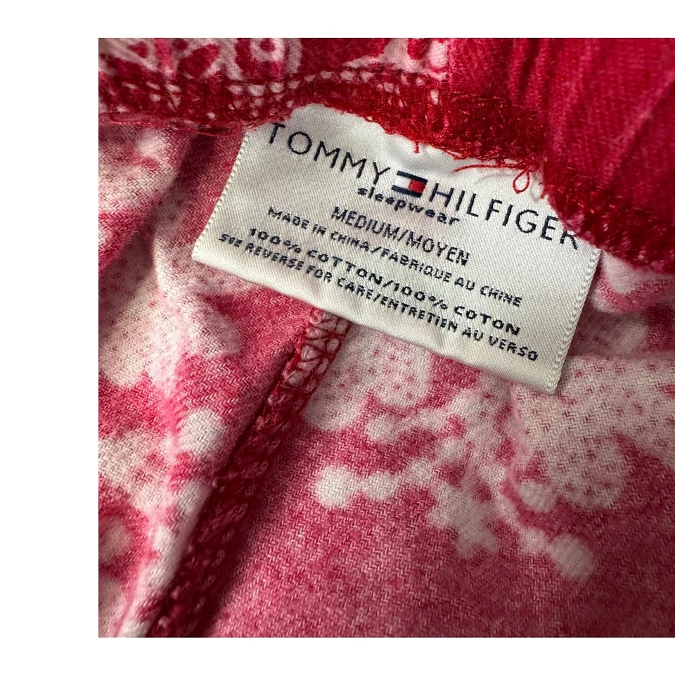 Tommy Hilfiger Mujer Mediano Rojo Blanco Copo de Nieve Franela Pantalones de Salón  Foto 2 de 4