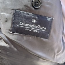 Ermenegildo Zegna Su Misura Wool Men 44 Birdseye two button gray formal blazer