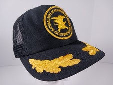 Vtg 1980s NRA Adjustable Mesh Snapback Trucker Hat Cap Scrambled Eggs Black Gold