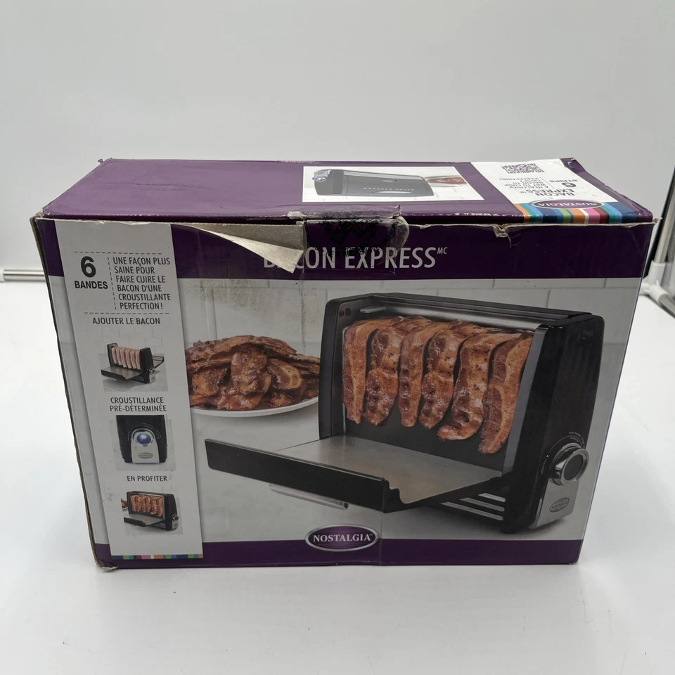 Nostalgia BCN6BK Bacon Express Extra Crispy Bacon Grill Cooker New In Box - Image 4 of 4