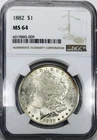 *1882 MORGAN SILVER DOLLAR NGC MS64* NR #G3841