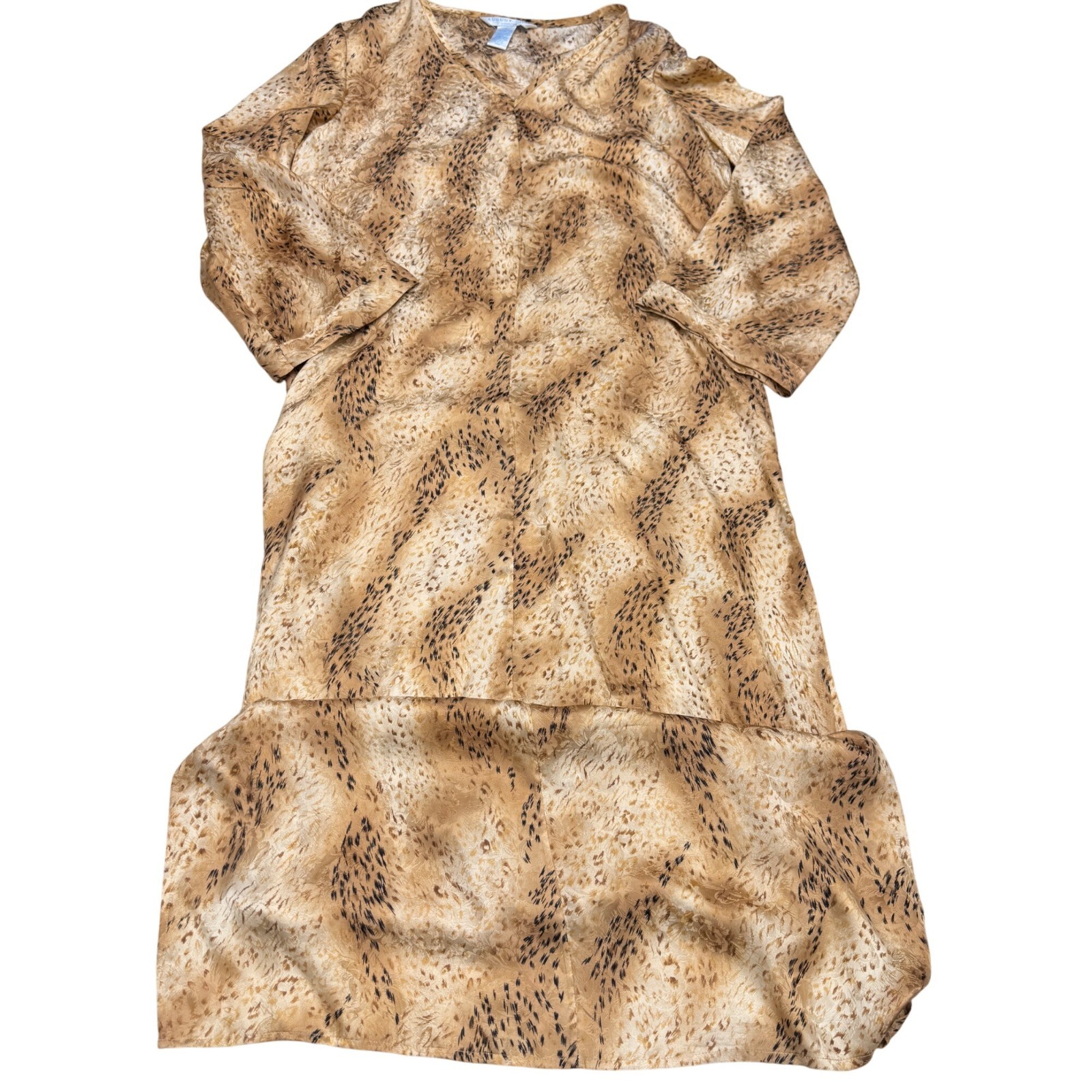 August Silk Intimates Leopard Print LS Pull Over … - image 1