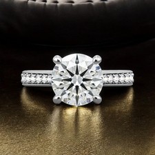 Massiver 14k Weißgold Ehering Halbmontierter Ring 0,30 Ct Diamant Rundschliff...
