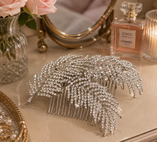 Silver Crystal Bridal Hair Comb with Rhinestones, Elegant Wedding Hair Accessory