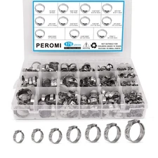 170 Pcs 304 Stainless Steel Single Ear Hose Clamp, 11 Sizes 1/4-1 Inch Consta...