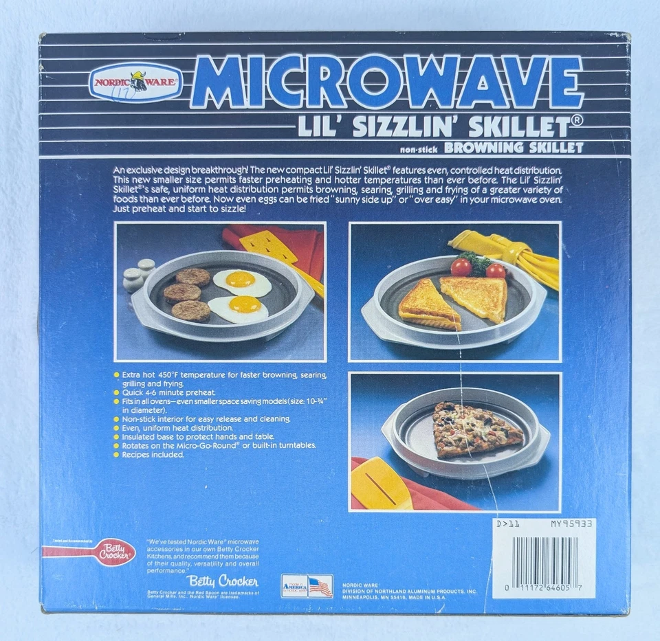 VTG Nordic Ware Microwave Lil' Sizzlin Skillet Non Stick Browning NIB SEALED - Image 2 of 4