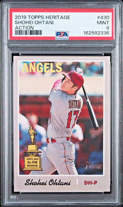 2019 Topps Heritage Shohei Ohtani ACTION Variation SP Rookie Cup PSA 9 MINT #430
