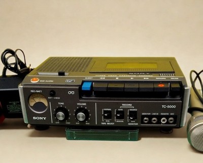 SONY TC-5000 Business Densuke 3Head Portable Cassette Recorder Mono Fully Works