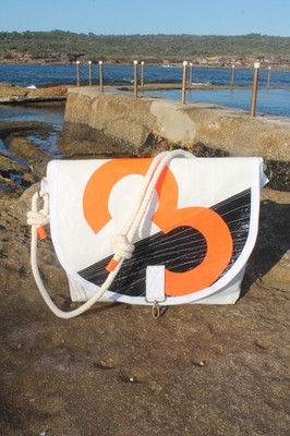 Starboard #3 Messenger Bag Sailcloth Webbing Men's Shoulder Bag - White Orange