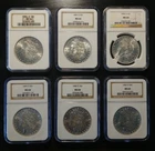 1884-O 1885-O 1898-O 1899-O 1900-O 1902-O SIX Morgan Silver Dollars NGC MS64