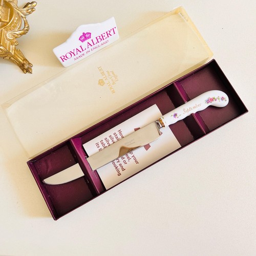 Royal Albert September Flower Cake Knife – Floral Handle, English Bone China