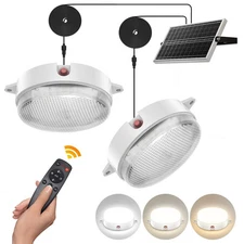 Solar Ceiling Lights 2 Pack, Daytime & Night 3200K/4000K/6000K Dimmable Shed ...